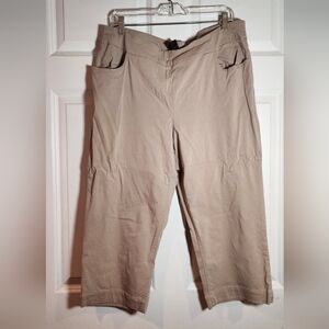 Slim-Sation Tan Stretch Cropped Pants Tummy Control Size 18